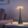 EINEMGELD Lampe De Table Design Rechargeable Lampe à Poser LED Tactile - Dimmable Titane Lampe De Chevet USB 3W Lampe De Bureau Sans Fil Avec Batterie Et Abat-jour Pour Chambre Salon Et Bureau