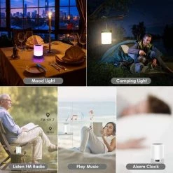 LYCXAMES 5 EN 1 Lampe De Chevet Tacile Rechargeable Portable, Veilleuse LED Lampe De Table Enfant Enceinte Bluetooth Musique USB Radio Réveil Numérique Multicolore Cadeau Hommes/Femmes [Classe énergétique A+++] -Lampe Soldes Boutique 59723879 5