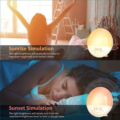 MINKUROW Réveil Lumineux Avec Fonction D'enregistrement Réveil Lumière Du Jour Avec 30 Niveaux De Luminosité / 9 Tonalités D'alarme / Coucher De Soleil & Lever Du Soleil / Radio FM / Fonction De Répétition / 16 Volumes Réglables / Adaptateur Pour Enfants Et Adulte 3 MINKUROW Réveil Lumineux Avec Fonction D'enregistrement Réveil Lumière Du Jour Avec 30 Niveaux De Luminosité / 9 Tonalités D'alarme / Coucher De Soleil & Lever Du Soleil / Radio FM / Fonction De Répétition / 16 Volumes Réglables / Adaptateur Pour Enfants Et Adulte – Image 3