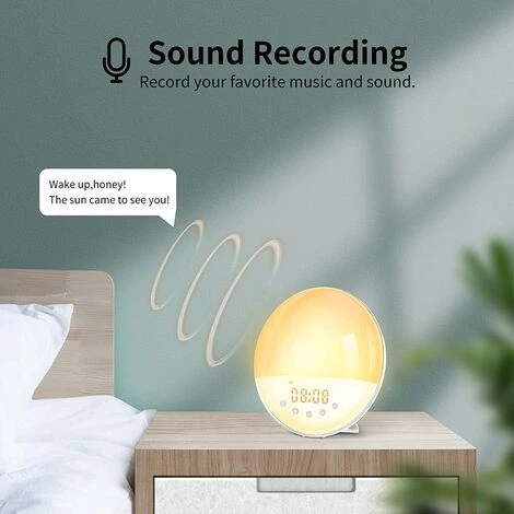 MINKUROW Réveil Lumineux Avec Fonction D'enregistrement Réveil Lumière Du Jour Avec 30 Niveaux De Luminosité / 9 Tonalités D'alarme / Coucher De Soleil & Lever Du Soleil / Radio FM / Fonction De Répétition / 16 Volumes Réglables / Adaptateur Pour Enfants Et Adulte 4 MINKUROW Réveil Lumineux Avec Fonction D'enregistrement Réveil Lumière Du Jour Avec 30 Niveaux De Luminosité / 9 Tonalités D'alarme / Coucher De Soleil & Lever Du Soleil / Radio FM / Fonction De Répétition / 16 Volumes Réglables / Adaptateur Pour Enfants Et Adulte – Image 4