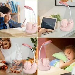 TRIOMPHE Lampe De Table LED Lampe De Bureau Multifonctionnelle Mignonne Avec Porte-Stylo Lampe De Bureau Eyeshield Pour étudiants Enfants Alimentée Par USB( Rose)T-Audace -Lampe Soldes Boutique 60032185 5