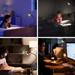 FLYME 14 LED Lampe De Bureau à Pince, 3 Couleur, 5 Luminosité Réglable, USB Lampe De Chevet Pince, Protection Des Yeux 360° Flexible Lampe De Lecture Pour Étude Et Travail [Classe énergétique A+] -Lampe Soldes Boutique 60061365 5