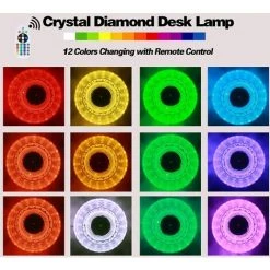 HEGUYEY Lampe De Table Diamond 16 Couleurs LED Lampe De Table En Cristal Acrylique Lampe De Chevet, Lampe De Bureau LED Télécommandée -Lampe Soldes Boutique 60159313 4