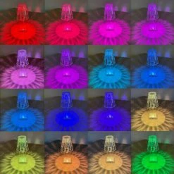 HEGUYEY Lampe De Table Diamond 16 Couleurs LED Lampe De Table En Cristal Acrylique Lampe De Chevet, Lampe De Bureau LED Télécommandée -Lampe Soldes Boutique 60159313 5