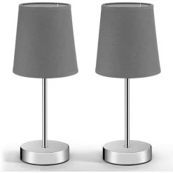 PESCE Lampe De Table Lampe De Chevet Avec Abat-jour Anthracite Lampe Table Bureau Moderne 15W Maison Déco Intérieur