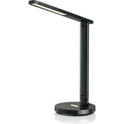 PESCE Lampe De Bureau LED, Dimmable, Lampe De Bureau Avec 4 Niveaux De Luminosité Et 3 Couleurs, Lampe De Chevet Respectueuse Des Yeux Avec Mode Veilleuse, Réglable à 180°, Lampe De Lecture(Noir)