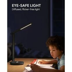 PESCE Lampe De Bureau LED, Dimmable, Lampe De Bureau Avec 4 Niveaux De Luminosité Et 3 Couleurs, Lampe De Chevet Respectueuse Des Yeux Avec Mode Veilleuse, Réglable à 180°, Lampe De Lecture(Noir) -Lampe Soldes Boutique 60169807 3