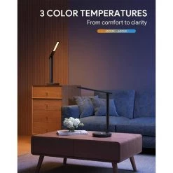 PESCE Lampe De Bureau LED, Dimmable, Lampe De Bureau Avec 4 Niveaux De Luminosité Et 3 Couleurs, Lampe De Chevet Respectueuse Des Yeux Avec Mode Veilleuse, Réglable à 180°, Lampe De Lecture(Noir) -Lampe Soldes Boutique 60169807 5