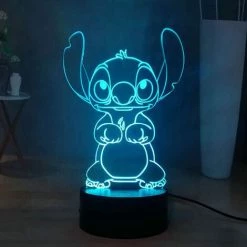 PESCE Stitch Lampe 3D Manga Veilleuse à LED, Stitch Lampe De Chevet Veilleuse 16 Couleurs Décoration De Lampe De Bureau 3D, Lampe De Nuit Pour Enfants à Distance Tactile Alimentée Par USB