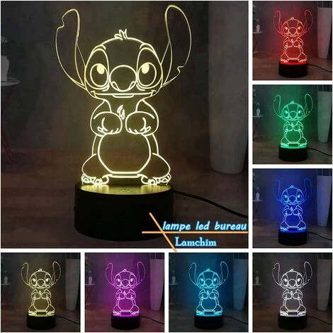PESCE Stitch Lampe 3D Manga Veilleuse à LED, Stitch Lampe De Chevet Veilleuse 16 Couleurs Décoration De Lampe De Bureau 3D, Lampe De Nuit Pour Enfants à Distance Tactile Alimentée Par USB 2 PESCE Stitch Lampe 3D Manga Veilleuse à LED, Stitch Lampe De Chevet Veilleuse 16 Couleurs Décoration De Lampe De Bureau 3D, Lampe De Nuit Pour Enfants à Distance Tactile Alimentée Par USB – Image 2