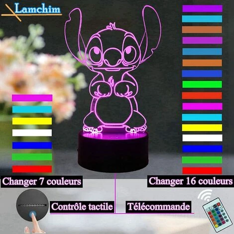 PESCE Stitch Lampe 3D Manga Veilleuse à LED, Stitch Lampe De Chevet Veilleuse 16 Couleurs Décoration De Lampe De Bureau 3D, Lampe De Nuit Pour Enfants à Distance Tactile Alimentée Par USB 3 PESCE Stitch Lampe 3D Manga Veilleuse à LED, Stitch Lampe De Chevet Veilleuse 16 Couleurs Décoration De Lampe De Bureau 3D, Lampe De Nuit Pour Enfants à Distance Tactile Alimentée Par USB – Image 3