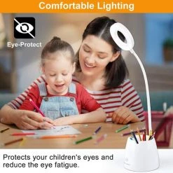 PESCE Lampe De Bureau LED, Lampe De Bureau Enfant Dimmable 3 Niveaux De Luminosité Protection Des Yeux Col De Cygne Contrôle Tactile Lampe De Bureau Sans Fil USB Recharge, Porte Stylo Téléphone 8 PESCE Lampe De Bureau LED, Lampe De Bureau Enfant Dimmable 3 Niveaux De Luminosité Protection Des Yeux Col De Cygne Contrôle Tactile Lampe De Bureau Sans Fil USB Recharge, Porte Stylo Téléphone -Lampe Soldes Boutique 60374405 4