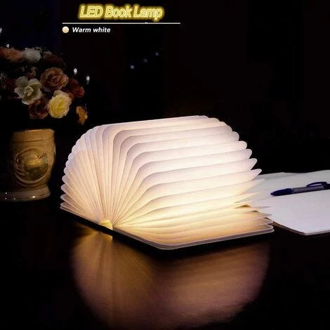 PESCE LED Livre Lampe En Bois, Idee Cadeau Noël Livre Lampe Pliante Et Magnétique, LED Lampe De Papier Rechargeable Par USB, Lumière Décorative Avec 1000 MAh Batteries 2 PESCE LED Livre Lampe En Bois, Idee Cadeau Noël Livre Lampe Pliante Et Magnétique, LED Lampe De Papier Rechargeable Par USB, Lumière Décorative Avec 1000 MAh Batteries – Image 2