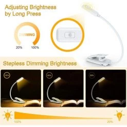 PESCE Lampe De Lecture Rechargeable, Liseuse Lampe Clip 9 LED, Gradation Progressive & 3 Modes De Couleur (Blanc Froid&Chaud) -Lampe Soldes Boutique 60374477 4
