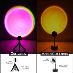 PESCE Lampe Coucher De Soleil, Sunset Lamp, 16 Couleur Lampe De Projection Avec Trépied, Sunset Aura, Lampe LED Arc-en-ciel USB, Lumière De Visuelle Romantique, Rotation à 360 Degrés , Beau Cadeau 8 PESCE Lampe Coucher De Soleil, Sunset Lamp, 16 Couleur Lampe De Projection Avec Trépied, Sunset Aura, Lampe LED Arc-en-ciel USB, Lumière De Visuelle Romantique, Rotation à 360 Degrés , Beau Cadeau -Lampe Soldes Boutique 60374542 4