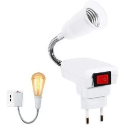 PESCE Douille E27 Avec Interrupteur Sans Fil,360 Degrés Réglable Porte Lumière De L'Ampoule LED Pour Bureau Chambre Cuisine Lampe Murale, Lampe De Lecture Au Lit (sans Ampoule)
