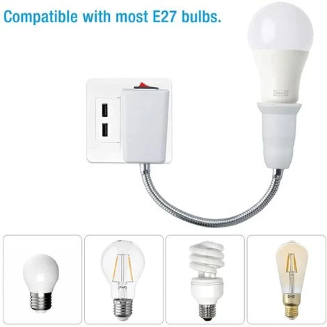 PESCE Douille E27 Avec Interrupteur Sans Fil,360 Degrés Réglable Porte Lumière De L'Ampoule LED Pour Bureau Chambre Cuisine Lampe Murale, Lampe De Lecture Au Lit (sans Ampoule) 2 PESCE Douille E27 Avec Interrupteur Sans Fil,360 Degrés Réglable Porte Lumière De L'Ampoule LED Pour Bureau Chambre Cuisine Lampe Murale, Lampe De Lecture Au Lit (sans Ampoule) – Image 2
