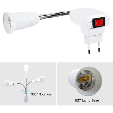 PESCE Douille E27 Avec Interrupteur Sans Fil,360 Degrés Réglable Porte Lumière De L'Ampoule LED Pour Bureau Chambre Cuisine Lampe Murale, Lampe De Lecture Au Lit (sans Ampoule) 3 PESCE Douille E27 Avec Interrupteur Sans Fil,360 Degrés Réglable Porte Lumière De L'Ampoule LED Pour Bureau Chambre Cuisine Lampe Murale, Lampe De Lecture Au Lit (sans Ampoule) – Image 3