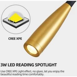 FVBJD LED Lampes De Lecture, Lampe Chevet Murale Ajustable à Col De Cygne Lumière Liseuse Flexible Moderne Applique Murale Créatif Mur Lampe Intérieur Lampe De Table 210Lm 4000K LED 3W 220-240V AC -Lampe Soldes Boutique 60608284 3