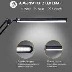 JOORRT Lampe De Bureau LED, 10W Lampe De Table Architecte Pliable Avec Pince, 3 Couleur Et 10 Niveaux De Luminosité, Lampe De Table USB Avec Protection Oculaire, CâBle Usb 5V / 2A Incluse 7 JOORRT Lampe De Bureau LED, 10W Lampe De Table Architecte Pliable Avec Pince, 3 Couleur Et 10 Niveaux De Luminosité, Lampe De Table USB Avec Protection Oculaire, CâBle Usb 5V / 2A Incluse -Lampe Soldes Boutique 60668071 3