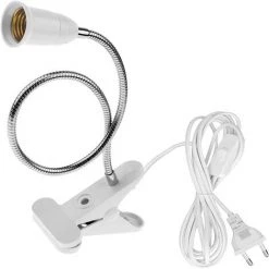 Cisea E27 Douille Ampoule à Pince Avec Interrupteur,Base De Lampe De Table à LED Avec Col De Cygne 360 Degrés,Clip-Sur Base De Lampe Avec 1.8M Câble, Pour Plantes,Aquariums,Table, Maquillage,Lecture