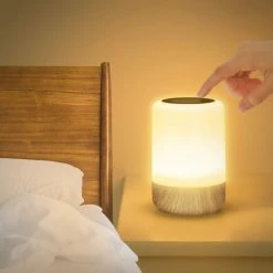 MINKUROW Dimmable Lampe De Chevet Tactile, Lampe Led Sans Fil A Pile Avec 4 Couleur Changeante Et 3 Intensité Lumière, Veilleuse Led Enfant Rechargeable Avec Fonction De Minuterie Pour Chambre, Table, Nuit