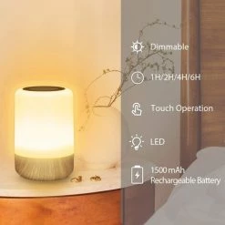 MINKUROW Dimmable Lampe De Chevet Tactile, Lampe Led Sans Fil A Pile Avec 4 Couleur Changeante Et 3 Intensité Lumière, Veilleuse Led Enfant Rechargeable Avec Fonction De Minuterie Pour Chambre, Table, Nuit -Lampe Soldes Boutique 60995696 5