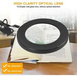 FUHUIDATRADING Lampe De Bureau LED Grossissante 10X u2013 3 Couleurs Lumineuses 10 Luminosités à Intensité Variable u2013 Loupe Alimentée Par USB Avec Bras Pivotant Réglable Et Pince De Serrage Pour Travaux Manuelsu2026 -Lampe Soldes Boutique 61114256 3