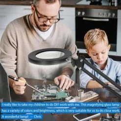 FUHUIDATRADING Lampe De Bureau LED Grossissante 10X u2013 3 Couleurs Lumineuses 10 Luminosités à Intensité Variable u2013 Loupe Alimentée Par USB Avec Bras Pivotant Réglable Et Pince De Serrage Pour Travaux Manuelsu2026 -Lampe Soldes Boutique 61114256 5