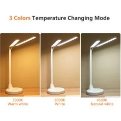 ASUPERMALL Lampe De Bureau à Double Tête DC 5V 8W, Lampe De Bureau Tactile 44LEDs, Port D'alimentation De Type C / Commutation De Température De 3 Couleurs / Gradation Infinie, Version Plug-in (sans Chargement Sans Fil), Style 1 -Lampe Soldes Boutique 61172239 4