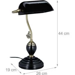 Relaxdays Lampe De Banquier, Abat-jour En Verre Inclinable, Pied En Bois, Bureau, Bibliothèque, E27, Rétro, Noir 9 Relaxdays Lampe De Banquier, Abat-jour En Verre Inclinable, Pied En Bois, Bureau, Bibliothèque, E27, Rétro, Noir -Lampe Soldes Boutique 61314309 5