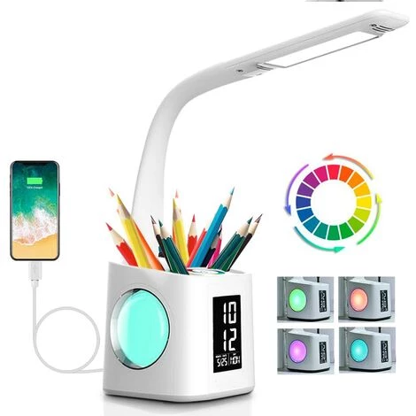 GRID COOL Lampe De Bureau D'étude LED Rechargeable Avec Affichage De L'heure Du Calendrier Porte-stylo 10W 1 GRID COOL Lampe De Bureau D'étude LED Rechargeable Avec Affichage De L'heure Du Calendrier Porte-stylo 10W