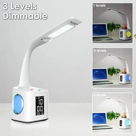 GRID COOL Lampe De Bureau D'étude LED Rechargeable Avec Affichage De L'heure Du Calendrier Porte-stylo 10W 3 GRID COOL Lampe De Bureau D'étude LED Rechargeable Avec Affichage De L'heure Du Calendrier Porte-stylo 10W – Image 3