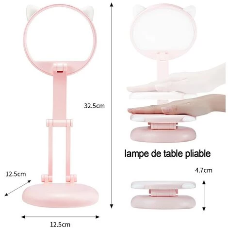 GRID COOL Lampe De Bureau LED Pour Enfants, Lampe De Chevet Oreille De Chat Rose Pour Filles, Réglable 3 GRID COOL Lampe De Bureau LED Pour Enfants, Lampe De Chevet Oreille De Chat Rose Pour Filles, Réglable – Image 3