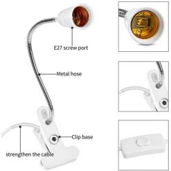 ROSIER Lampe De Table LED à Pince - Culot E27 - Col De Cygne - Support Flexible à 360 ° - Pour Lit, Bureau, Lecture Nocturne（30cm）——VEBTles -Lampe Soldes Boutique 63707125 4