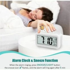 FOZIY Réveil Digital Réveil Matin, Horloge Numérique Réveil à Pile Silencieux Pour Enfants Adultes Grand écran LED Température Calendrier(Blanc)，Fonepro -Lampe Soldes Boutique 63841583 3