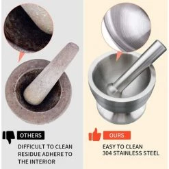 BENOBBY KIDS Mortier Pilon, Acier Inoxydable Mortiers Et Pilons Cuisine Pour Ail Epices Herbe Médecine Pilules -Lampe Soldes Boutique 63940299 4