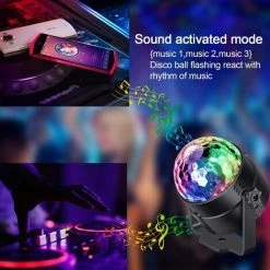 TINOR Boule à Facettes LED USB Pour Enfants, Lumière Disco, Effets De Lumière, 7 Couleurs Contrôlées Par La Musique, éclairage De Fête Pour Enfants, Noël, Fête D'anniversaire, Décoration -Lampe Soldes Boutique 64029695 3