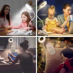 Luminaire Lampe De Bureau à LED, Lampe De Lecture à Pince Rechargeable USB Câble, Pour Lire Des Livres, Bureau, Maison, Enfant, Chevet LangRay -Lampe Soldes Boutique 64037574 5