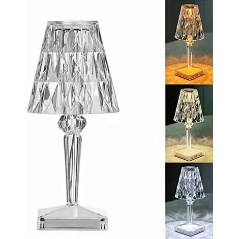 HAZEL Style Moderne Créatif Imitation Cristal Diamant Coupe Lampe De Table Trois Tons Atmosphère Chambre LED Acrylique Veilleuse Lampe De Chevet 1 HAZEL Style Moderne Créatif Imitation Cristal Diamant Coupe Lampe De Table Trois Tons Atmosphère Chambre LED Acrylique Veilleuse Lampe De Chevet