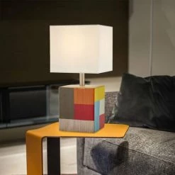 ETC-SHOP Lampe à Poser Lampe De Chevet Céramique Multicolore Lampe à Poser Liseuse Salon, Céramique Textile Multicolore, 1x E27, H 35 Cm