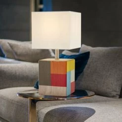 ETC-SHOP Lampe à Poser Lampe De Chevet Céramique Multicolore Lampe à Poser Liseuse Salon, Céramique Textile Multicolore, 1x E27, H 35 Cm -Lampe Soldes Boutique 64513204 4