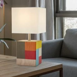 ETC-SHOP Lampe à Poser Lampe De Chevet Céramique Multicolore Lampe à Poser Liseuse Salon, Céramique Textile Multicolore, 1x E27, H 35 Cm -Lampe Soldes Boutique 64513204 5