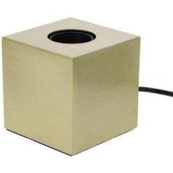 XANLITE - Lampe à Poser Cube En Métal Couleur Laiton, Compatible Culot E27, IP20, 60W Puissance Max - XDLAPCUBIKML