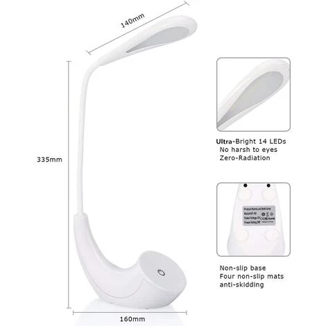 LLOVE Lampe De Chevet LED Rechargeable Par USB Sans Fil à 3 Niveaux De Luminosité, Lampe De Lecture Blanche 5500 K Pour La Protection Des Yeux, Lampe De Bureau Avec Col De Cygne Flexible 2 LLOVE Lampe De Chevet LED Rechargeable Par USB Sans Fil à 3 Niveaux De Luminosité, Lampe De Lecture Blanche 5500 K Pour La Protection Des Yeux, Lampe De Bureau Avec Col De Cygne Flexible – Image 2