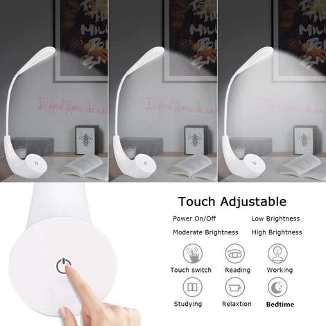 LLOVE Lampe De Chevet LED Rechargeable Par USB Sans Fil à 3 Niveaux De Luminosité, Lampe De Lecture Blanche 5500 K Pour La Protection Des Yeux, Lampe De Bureau Avec Col De Cygne Flexible 3 LLOVE Lampe De Chevet LED Rechargeable Par USB Sans Fil à 3 Niveaux De Luminosité, Lampe De Lecture Blanche 5500 K Pour La Protection Des Yeux, Lampe De Bureau Avec Col De Cygne Flexible – Image 3