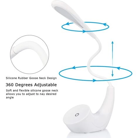 LLOVE Lampe De Chevet LED Rechargeable Par USB Sans Fil à 3 Niveaux De Luminosité, Lampe De Lecture Blanche 5500 K Pour La Protection Des Yeux, Lampe De Bureau Avec Col De Cygne Flexible 5 LLOVE Lampe De Chevet LED Rechargeable Par USB Sans Fil à 3 Niveaux De Luminosité, Lampe De Lecture Blanche 5500 K Pour La Protection Des Yeux, Lampe De Bureau Avec Col De Cygne Flexible – Image 5