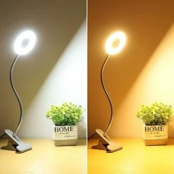 LLOVE 6W Lampe De Bureau USB Clipsable à Pince De Lecture Au Lit, Lumière Blanche Chaude Et Froide, Col De Cygne Flexible En Métal Argent (Adapteur Non-Incluse)[Classe énergétique A++] -Lampe Soldes Boutique 64871243 3