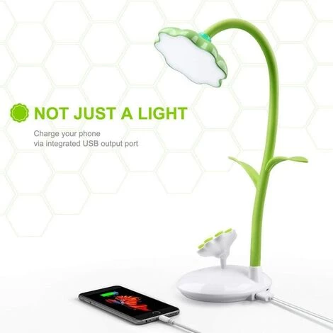LLOVE Lampe De Bureau LED Verte Pour Enfant, Lampe De Chevet Avec Capteur Tactile De Liseuse Flexible, Charge Via USB Et Support De Téléphone Pivotant à 360° (vert) 4 LLOVE Lampe De Bureau LED Verte Pour Enfant, Lampe De Chevet Avec Capteur Tactile De Liseuse Flexible, Charge Via USB Et Support De Téléphone Pivotant à 360° (vert) – Image 4