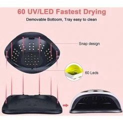 BENOBBY KIDS Lampe UV Sèche Ongles,180W UV LED Séchoir à Ongles Professionnel Automatique, 4 Minuteries 30/60/90/120S, Grand LCD Ecran, Base Aimant Démontable, Pour Vernis Semi Permanent -Lampe Soldes Boutique 64873185 4